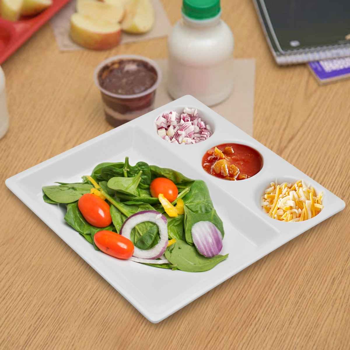 Dinewell Melamine 4 Partition Tray White