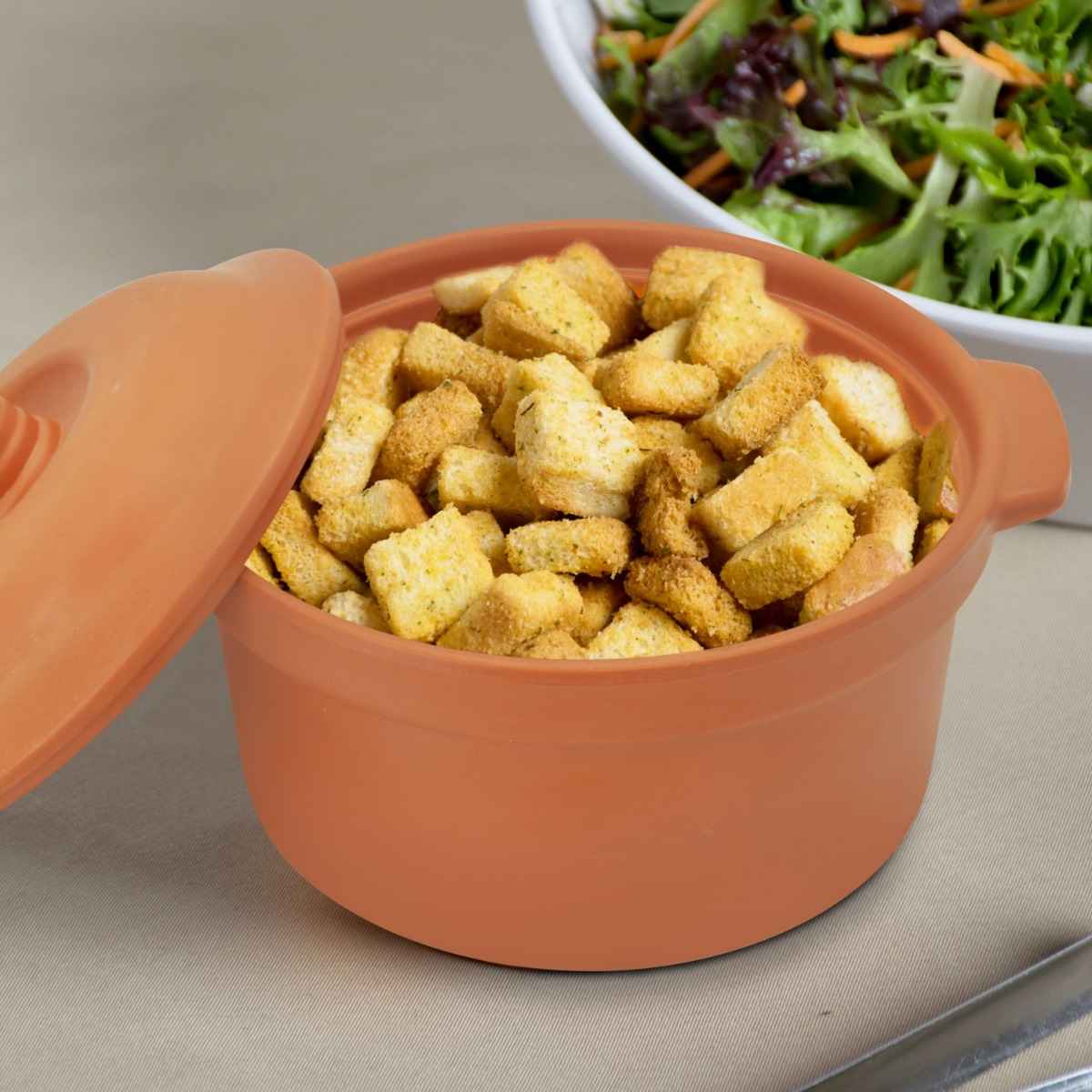 Dinewell Melamine Terracota Serving Bowl With Lid