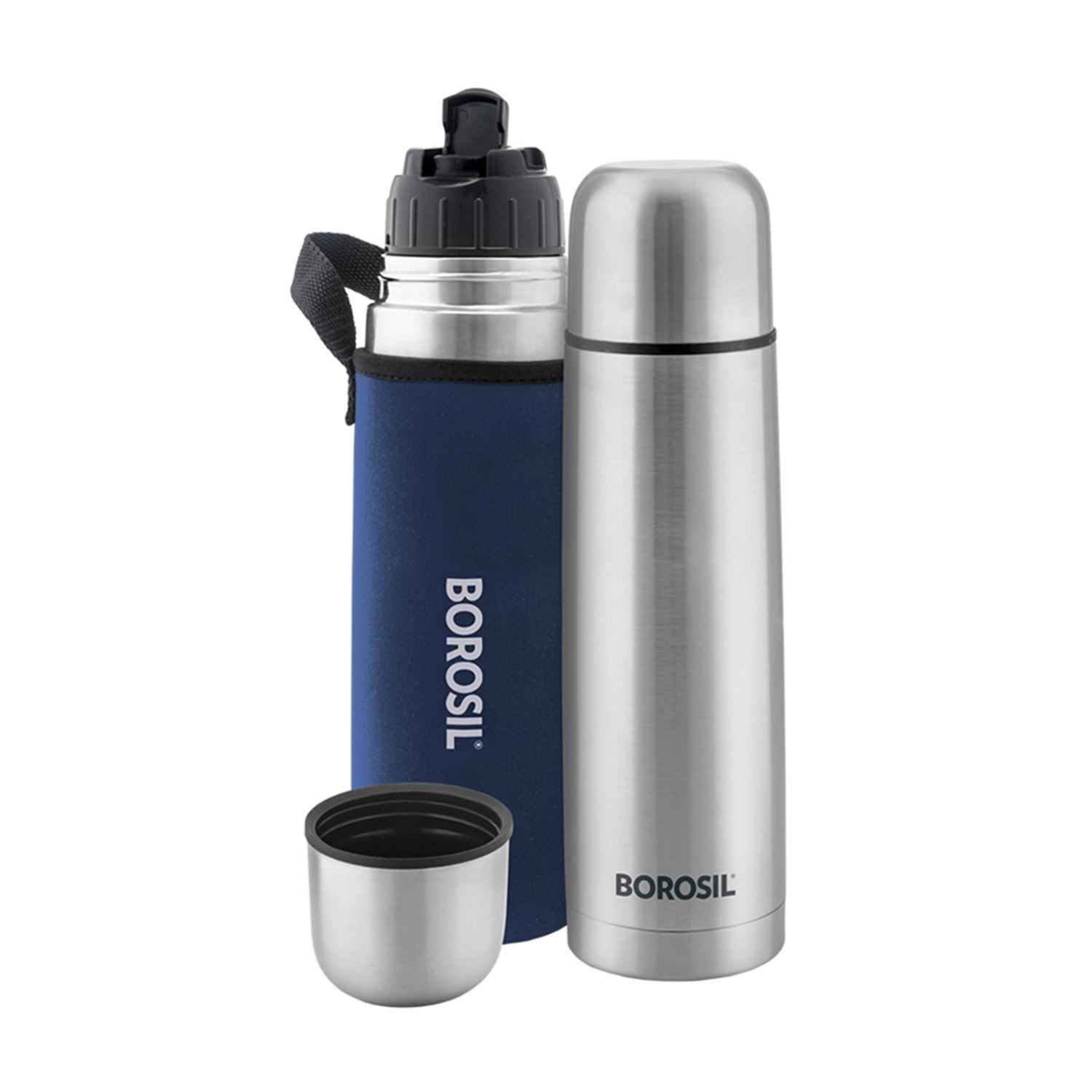 Borosil Vaccum Thermo Flask Blue 500Ml