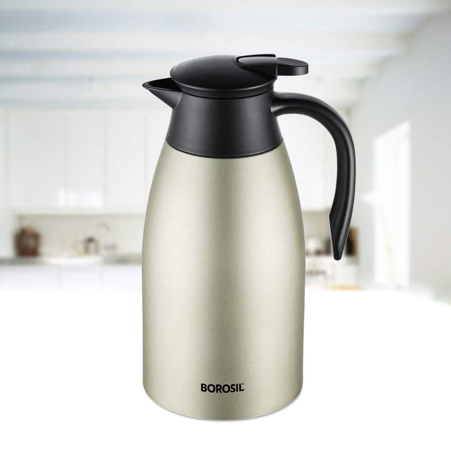 Borosil Vacuum Insulated Teapot Flask - Stainless Steel - 2 Litre - FLKT20L0Y11