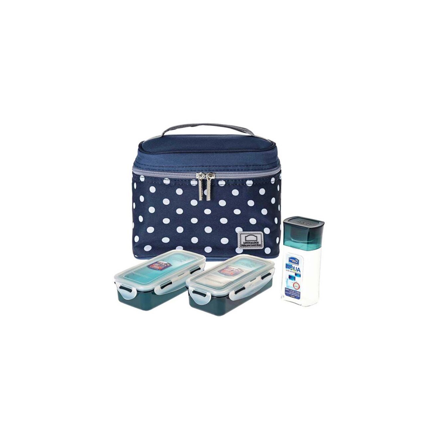 L&L Lunch Box 3Pc St Dotted Bag Blue