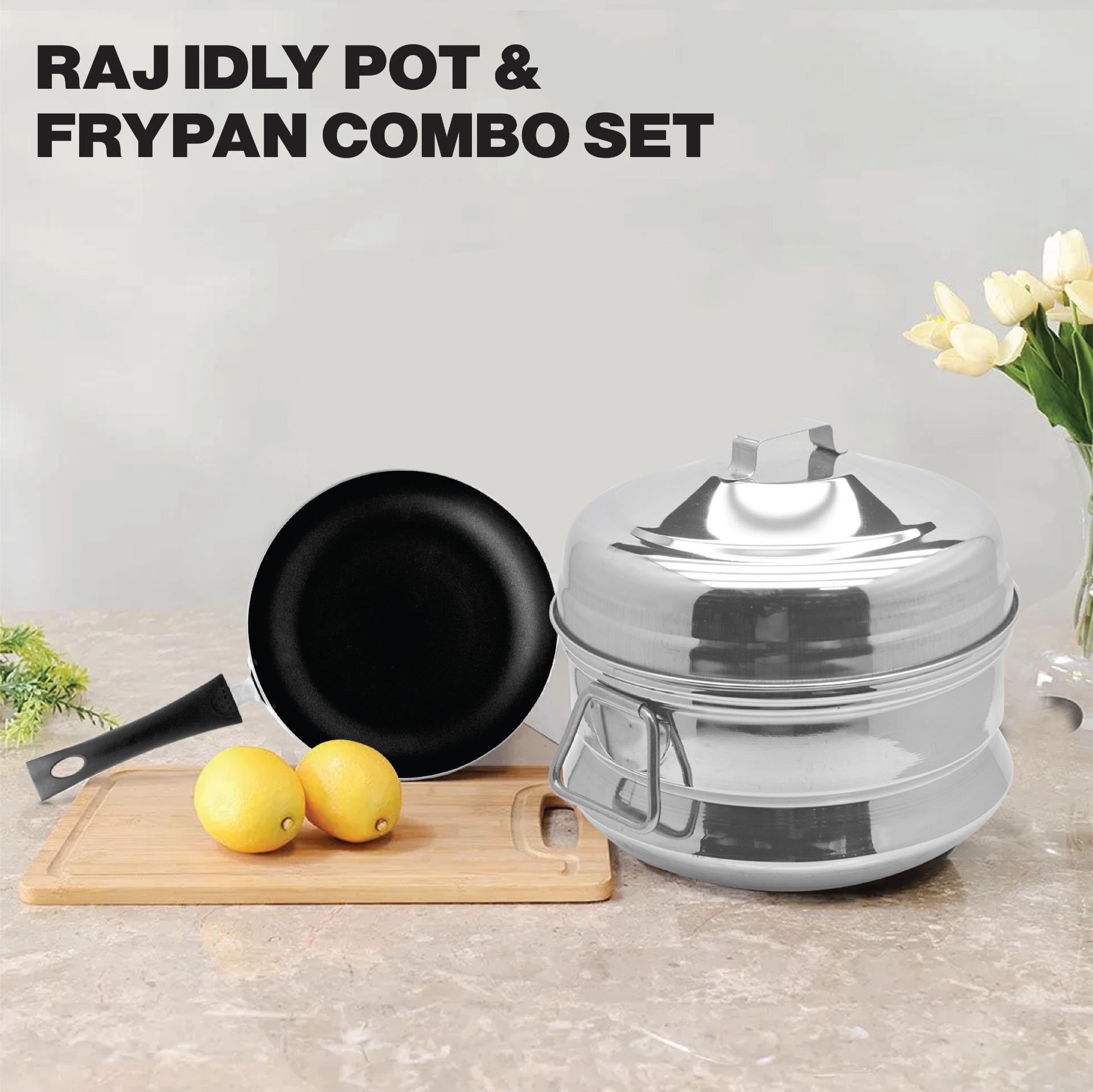Raj Idly Pot and Frypan Combo Set