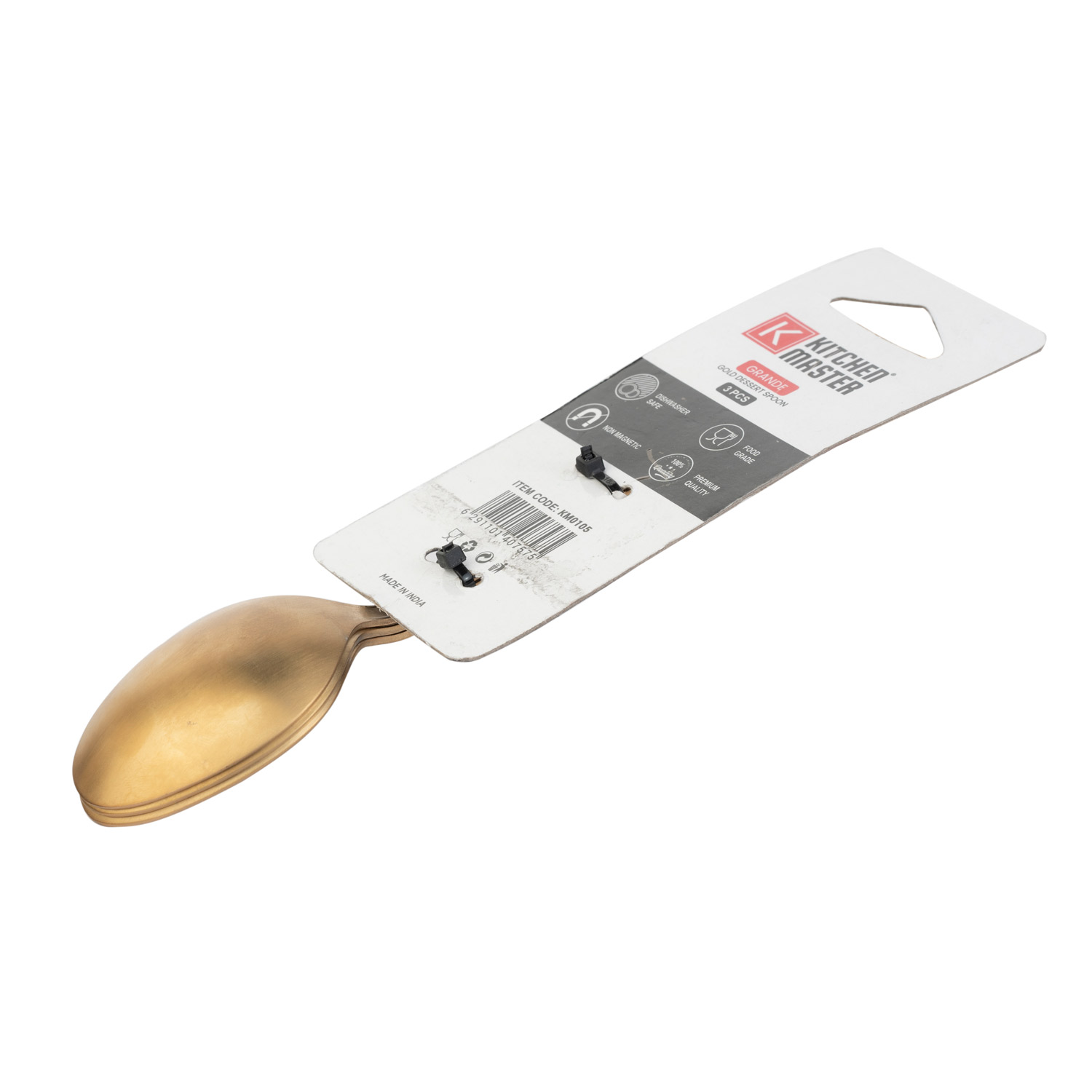 Kitchen Master Gold Dessert Spoon, 3Pc Pack