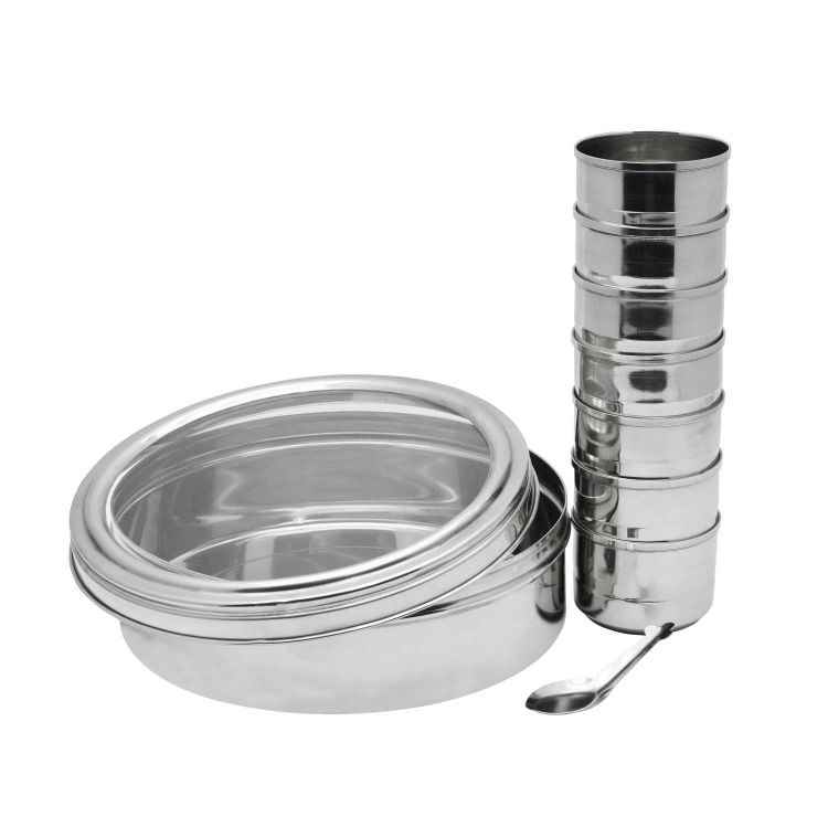Raj Steel Spice Storage Container With See Through Lid
