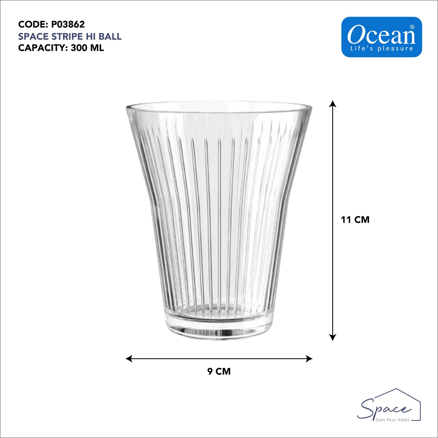 Ocean Space Stripe Hi Ball Glass 300Ml