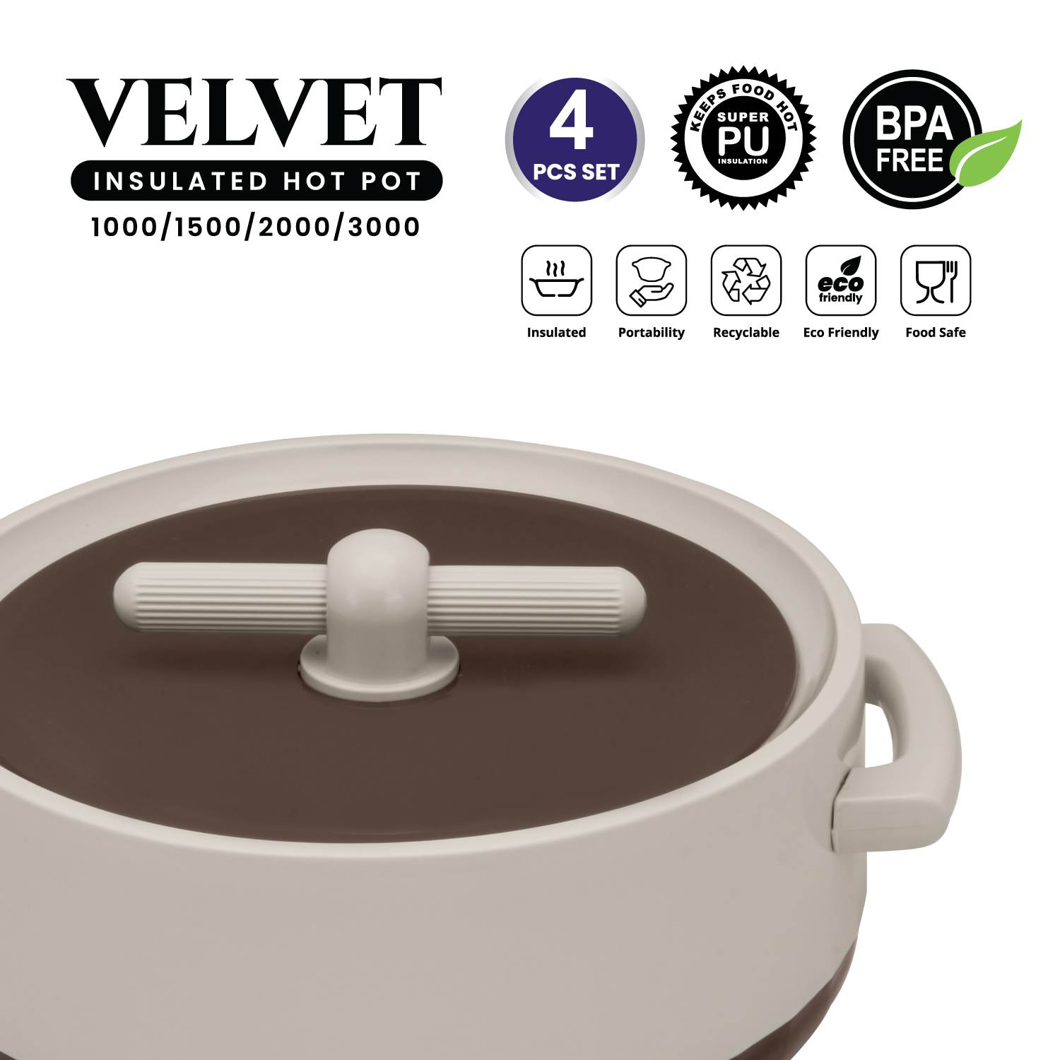 Selvel Velvet 4 Pc Set (1000/1500/2000/3000) - BROWN