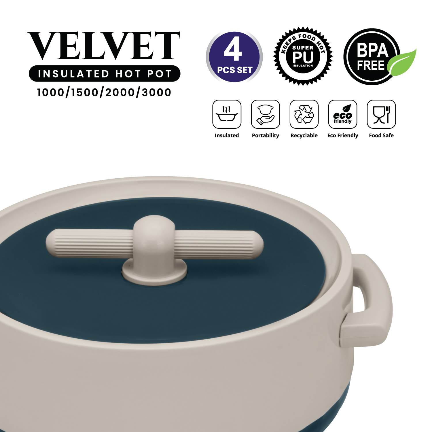 Selvel Velvet 4 Pc Set (1000/1500/2000/3000) - GREEN