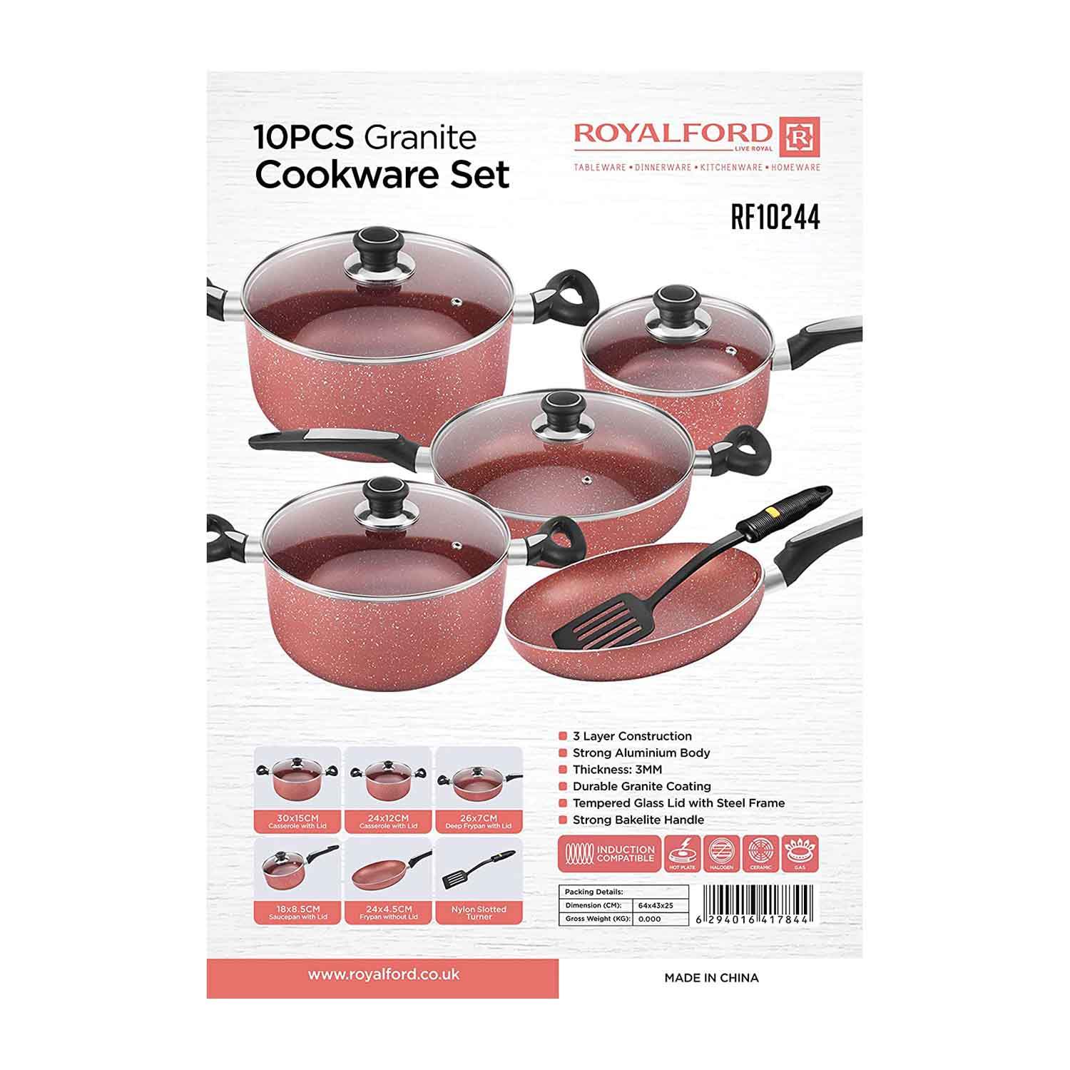 Royalford 10Pcs Non Stick Cookware Set