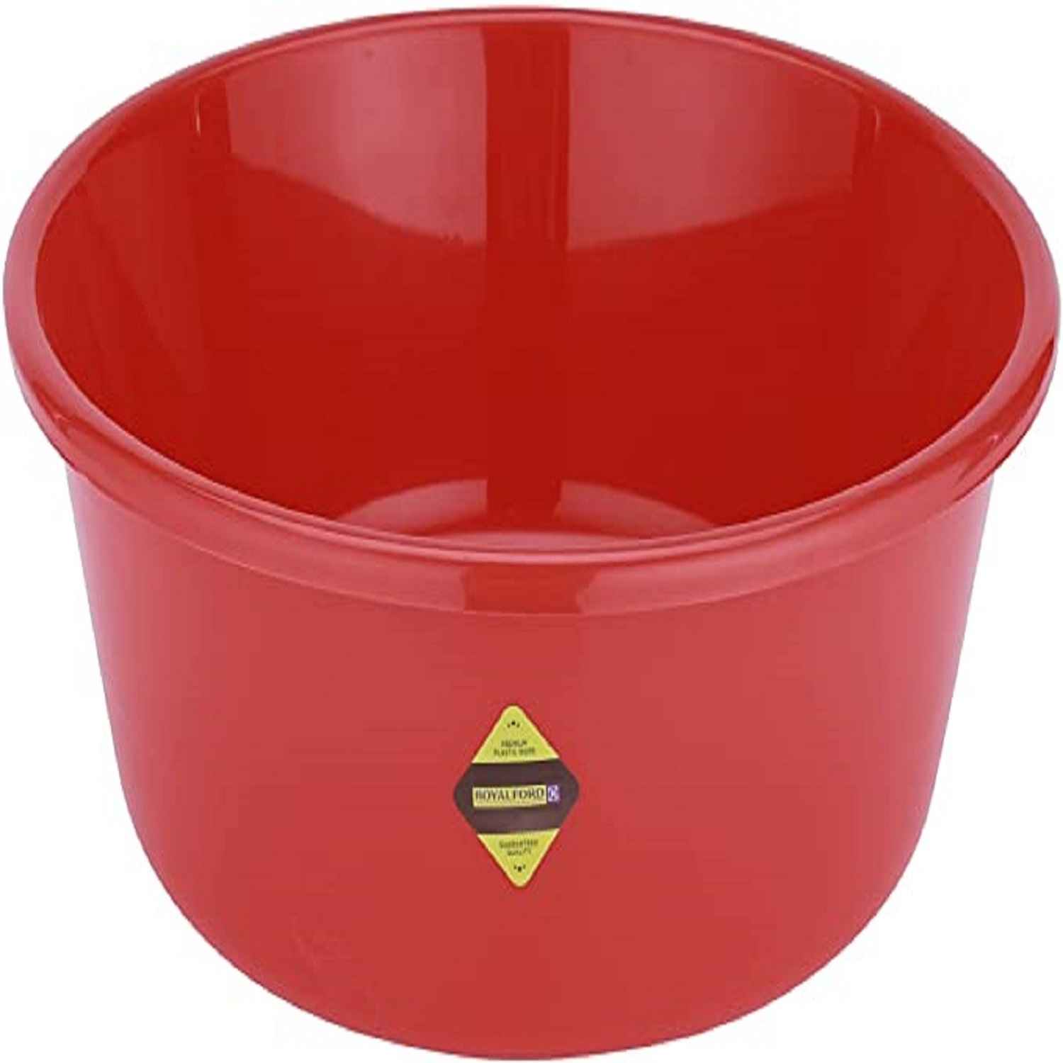 Royalford Rolled Rim Wash Tub - Plastic - Red - 9 LITER