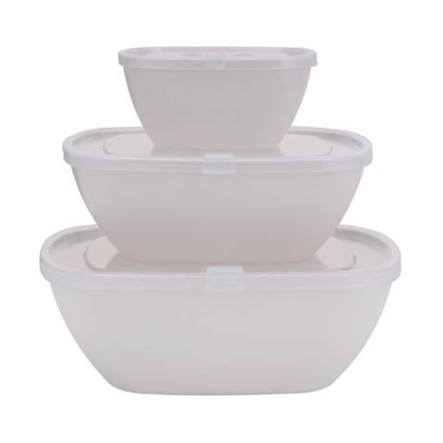 Royalford 3Pcs Bowl Set With Air-Tight Lid, Food Container, Rf11008 | Classic Prep Bowls With Lids | Food Storage Container | Versatile Bowls For Kitchen, Microwave Safe