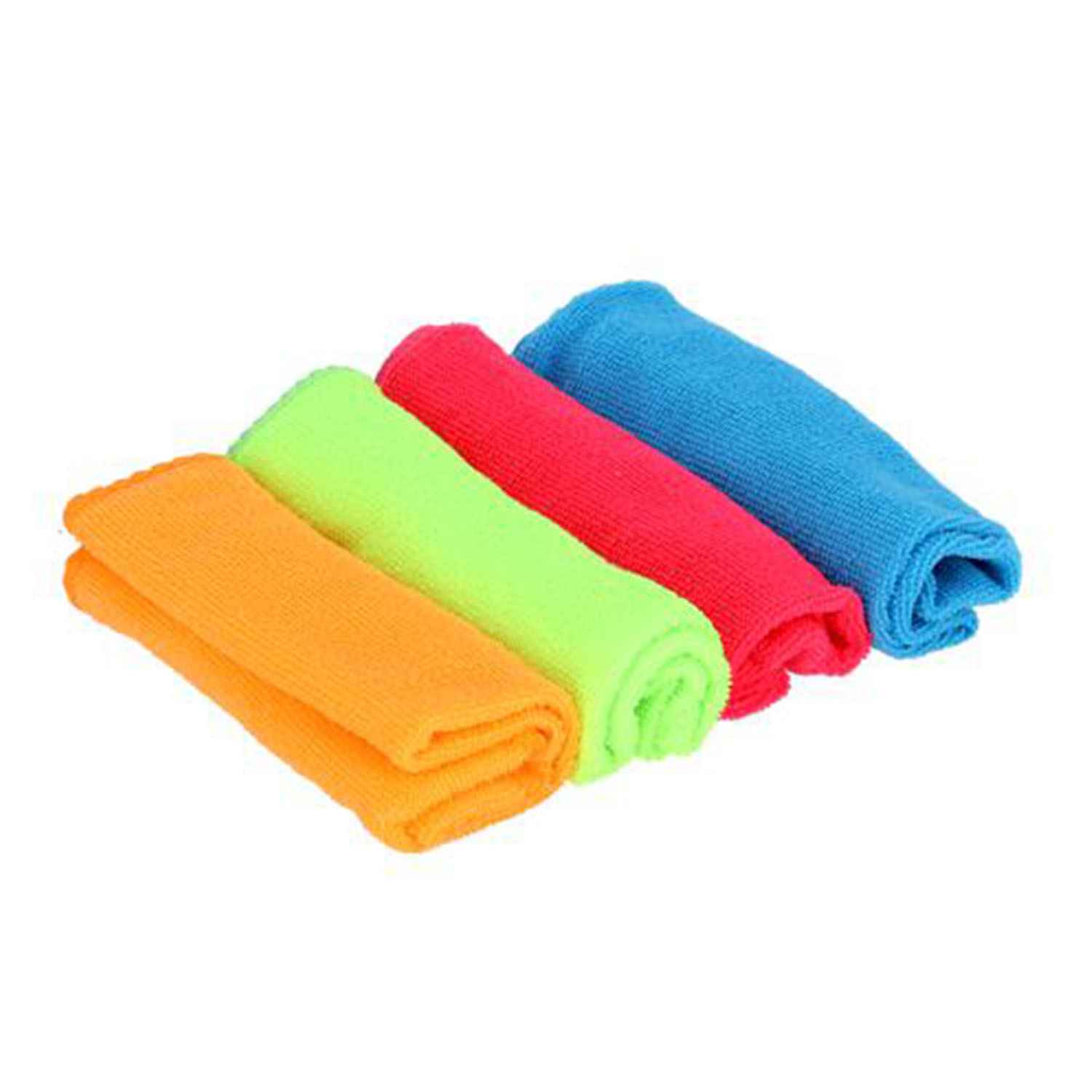 Royalford 4Pcs Microfiber Towel Set - Ultra Plush Microfiber Towels | Ultra Smooth Polishing and Drying | Super Absorbent | Perfect for Kitchen and bathroom, furniture and wood and glass and mirrors