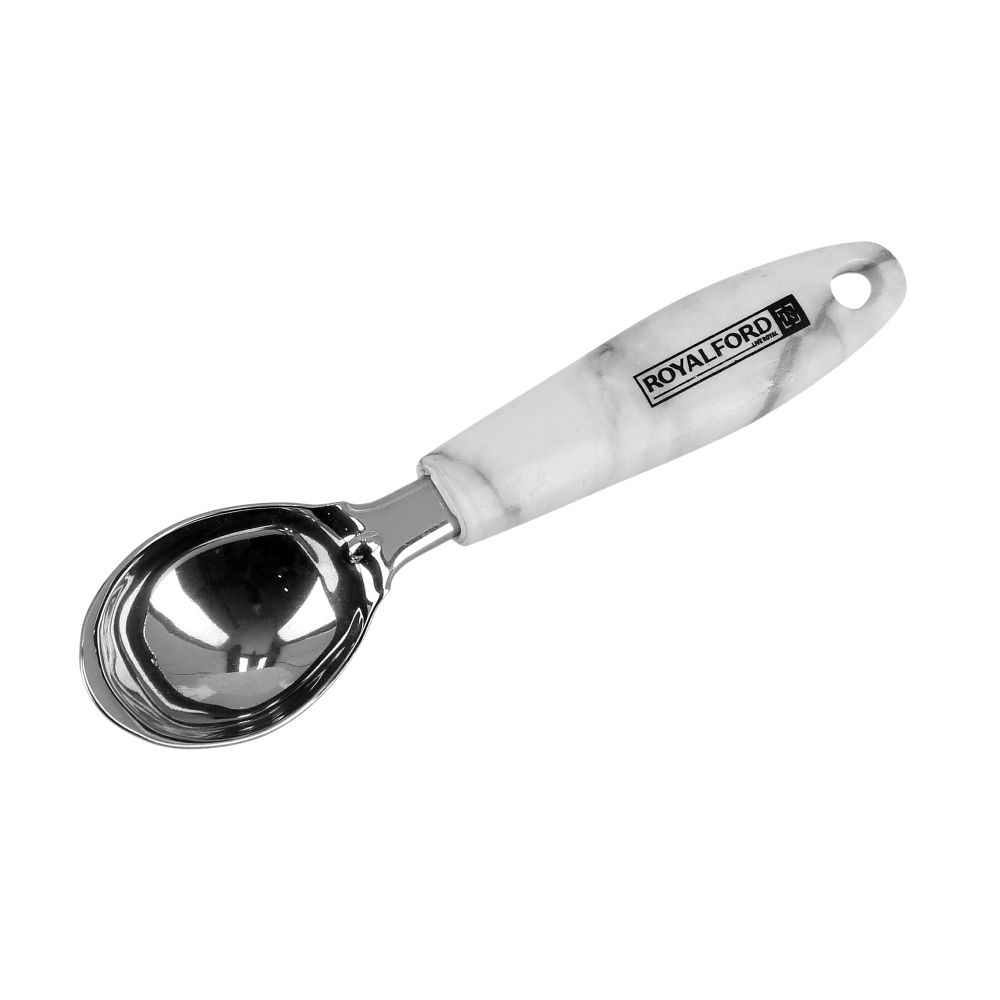 Marble Designed Stainless Steel Ice Cream Spoon - Deep Scoop Bowl & Comfort Grip Handle With Hanging Loop | Ideal For Ice Cream, Smashed Potatoes, Cookie Dough, Bite-Sized Vegetables & More