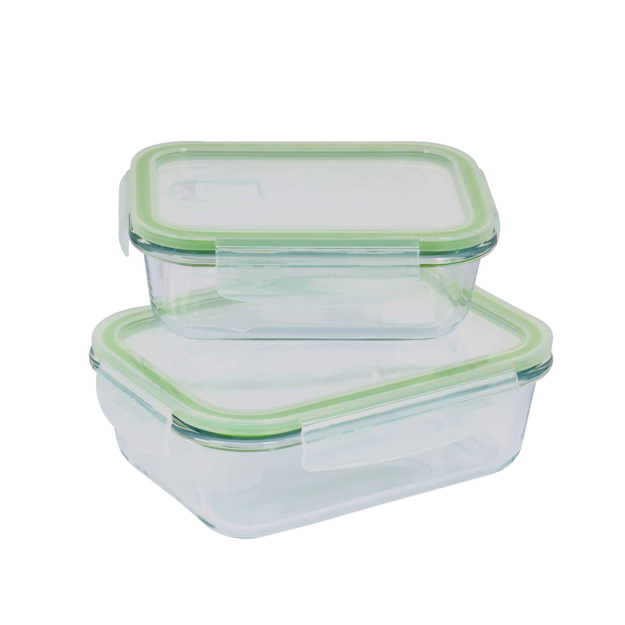 Royalford Rf9985 2Pcs Glass Airtight Container With Lids - Durable Heat Resistant Borosilicate Glass Dishwasher/Oven/Freezer Safe | Glass Meal Prep Containers