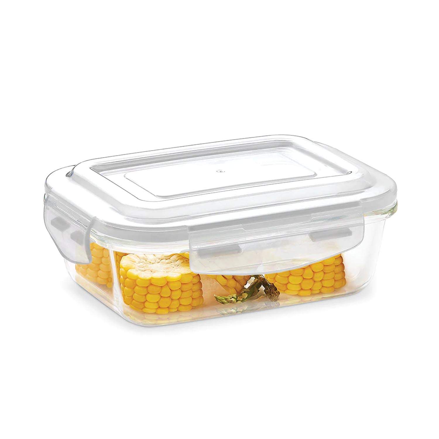 Borosil Klip-N-Store Rectangular Glass Storage Container With Air Tight Lid 1.04 Litre