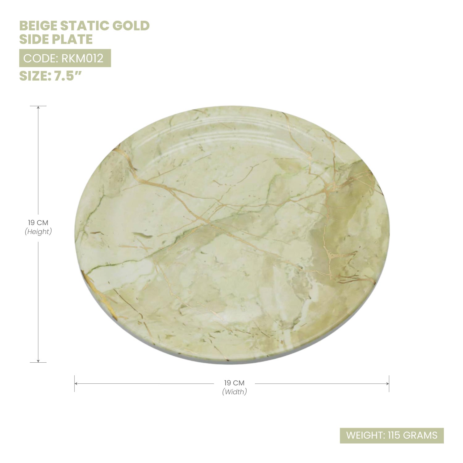 Rk Static Gold Melamine Side Plate 7.5"