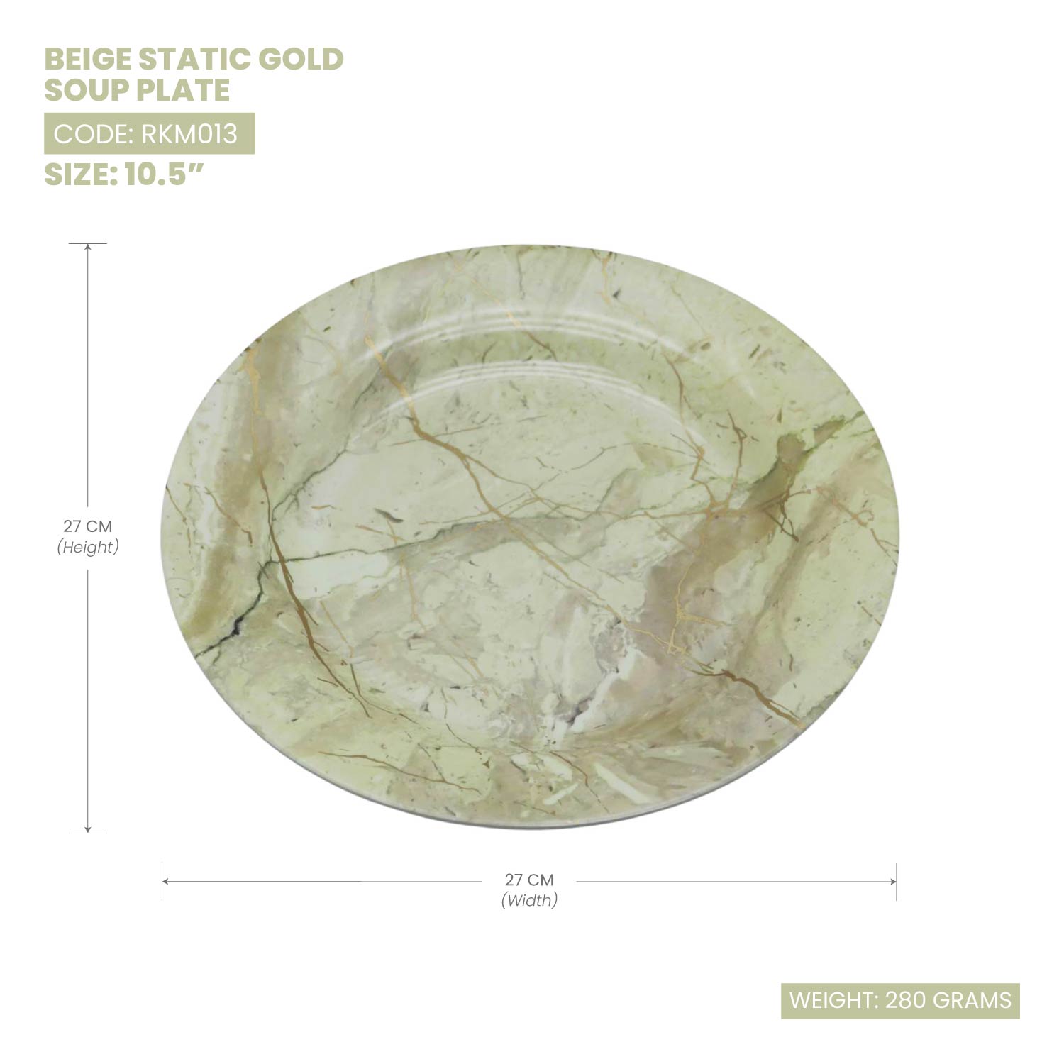 Rk Static Gold Melamine Soup Plate 10.5"