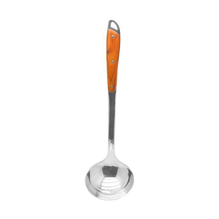 Raj Steel Laddle With Wooden Handle