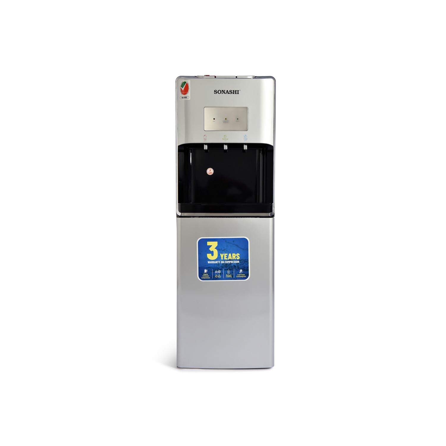 Sonashi 3 Tap Hot & Cold Standing Water Dispenser - Silver