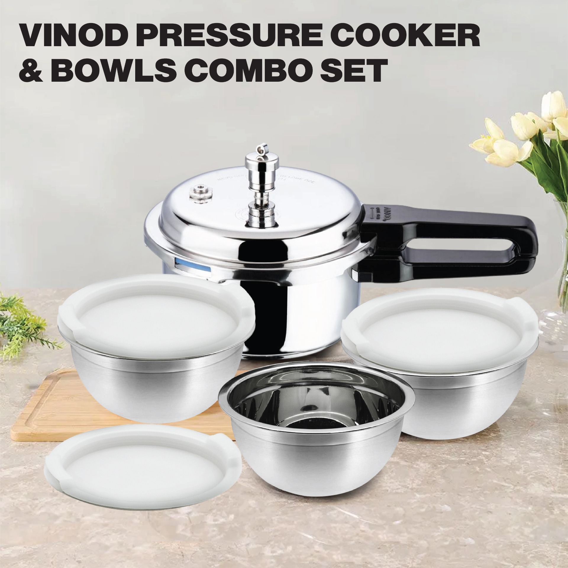 Vinod Pressure Cooker and Bowl Set Combo Set